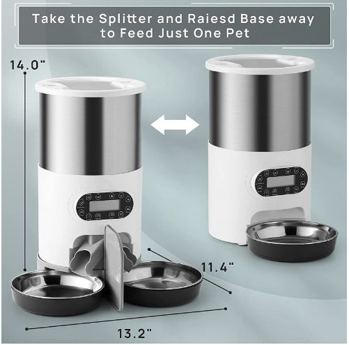 Double Meal Feeder Double Meal Tray Stainless Steel Feeder Automatic Feeder Pet Feeder