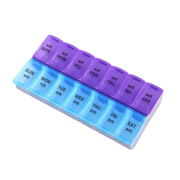 Weekly Portable Travel Pill Box Cases 7 Days Organizer 14 Grids Pills Container Storage Tablets Vitamins Medicine Fish Oils