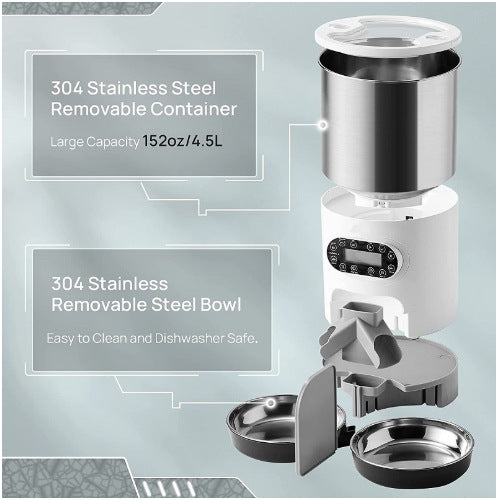 Double Meal Feeder Double Meal Tray Stainless Steel Feeder Automatic Feeder Pet Feeder