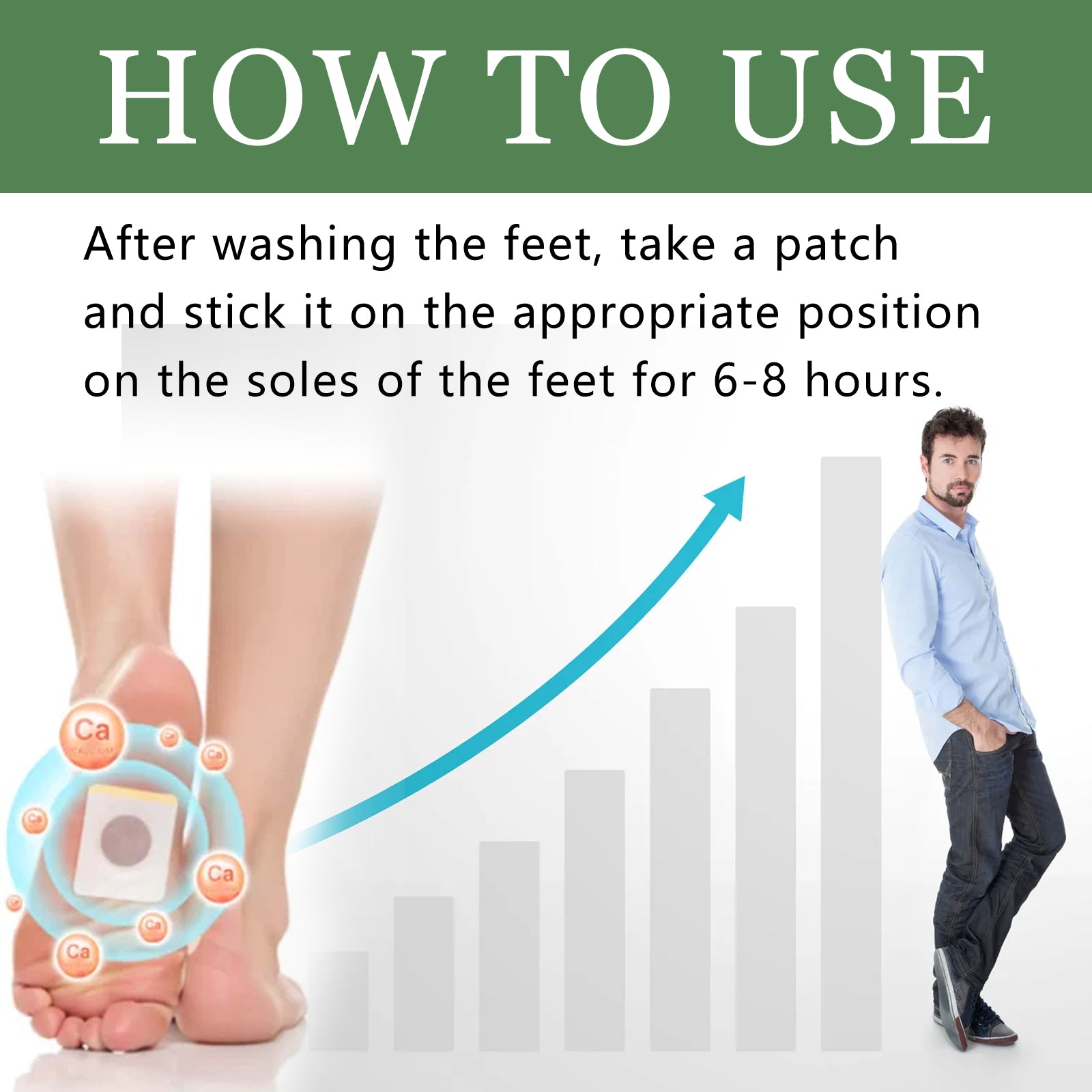 Ximonth Herbal Booster Patch Body Height Care Foot Massage Booster Patch