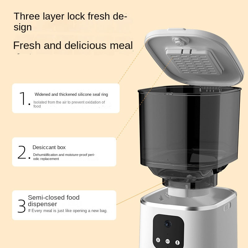 Smart Cat Feeder with Timed Remote Feeding, 6L Automatic Dog Food Dispenser, Pet Feeder with WiFi